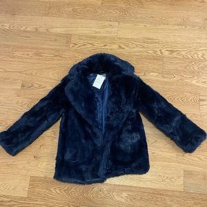Brand new with tags, navy faux fur jacket. Gorgeous color. US SIZE 4.